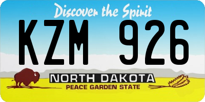 ND license plate KZM926