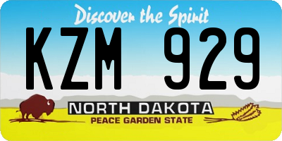 ND license plate KZM929