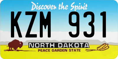 ND license plate KZM931