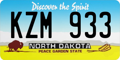 ND license plate KZM933