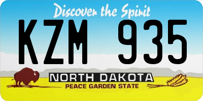 ND license plate KZM935