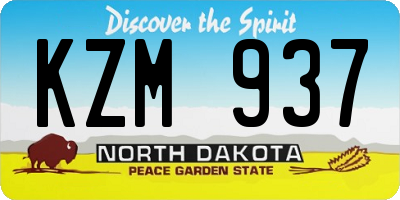 ND license plate KZM937