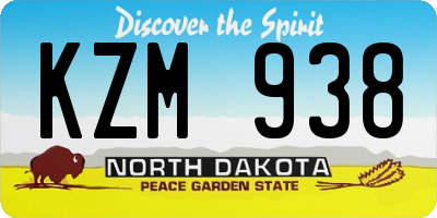 ND license plate KZM938