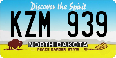 ND license plate KZM939