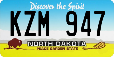 ND license plate KZM947