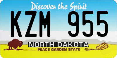 ND license plate KZM955