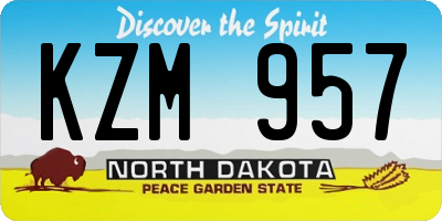 ND license plate KZM957