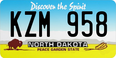 ND license plate KZM958