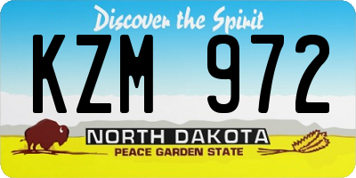 ND license plate KZM972