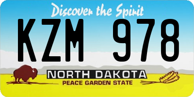 ND license plate KZM978