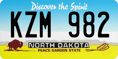 ND license plate KZM982