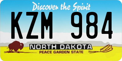 ND license plate KZM984