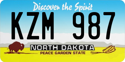 ND license plate KZM987