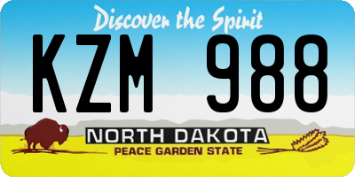 ND license plate KZM988