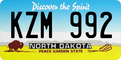 ND license plate KZM992