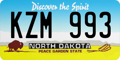 ND license plate KZM993