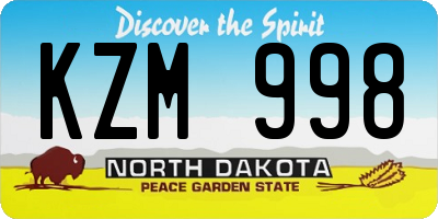 ND license plate KZM998