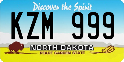 ND license plate KZM999