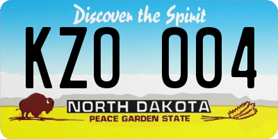 ND license plate KZO004