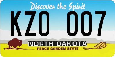 ND license plate KZO007