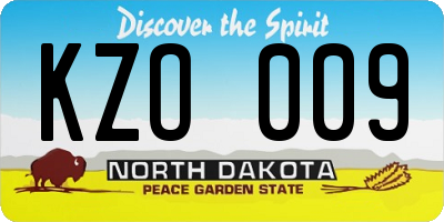 ND license plate KZO009