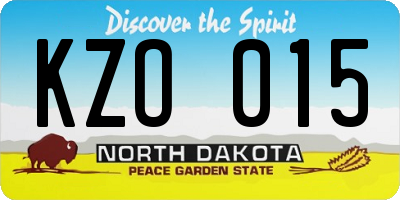 ND license plate KZO015