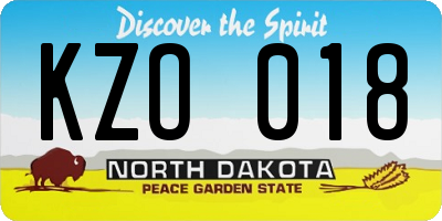 ND license plate KZO018