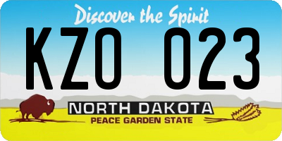 ND license plate KZO023