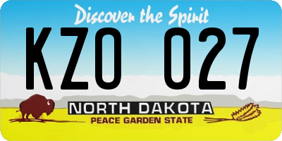 ND license plate KZO027