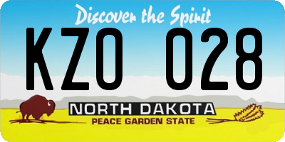 ND license plate KZO028
