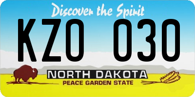 ND license plate KZO030