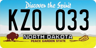 ND license plate KZO033