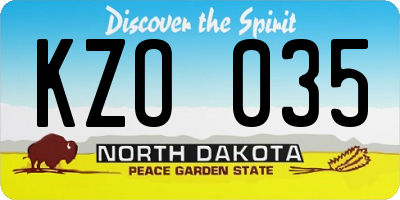 ND license plate KZO035