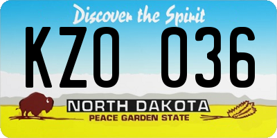 ND license plate KZO036