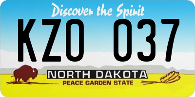 ND license plate KZO037