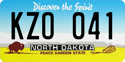 ND license plate KZO041