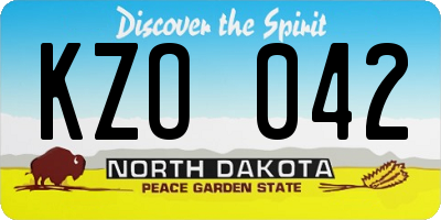 ND license plate KZO042