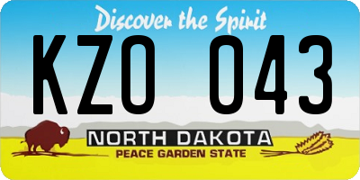 ND license plate KZO043