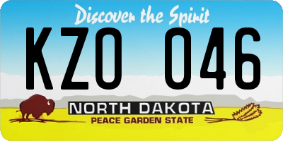 ND license plate KZO046