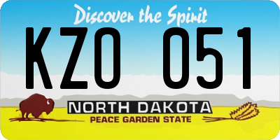 ND license plate KZO051
