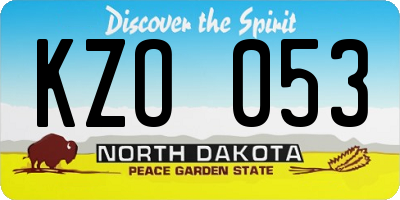 ND license plate KZO053