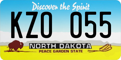 ND license plate KZO055