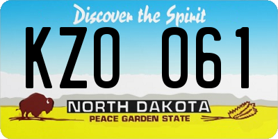 ND license plate KZO061