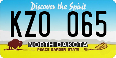 ND license plate KZO065