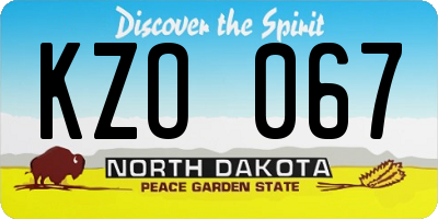 ND license plate KZO067