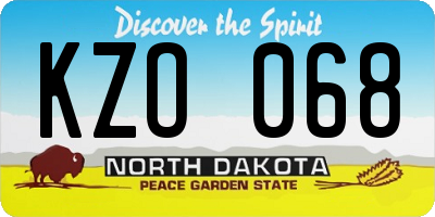 ND license plate KZO068