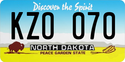 ND license plate KZO070