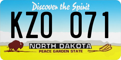 ND license plate KZO071