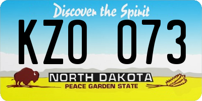 ND license plate KZO073