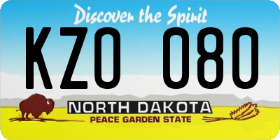 ND license plate KZO080